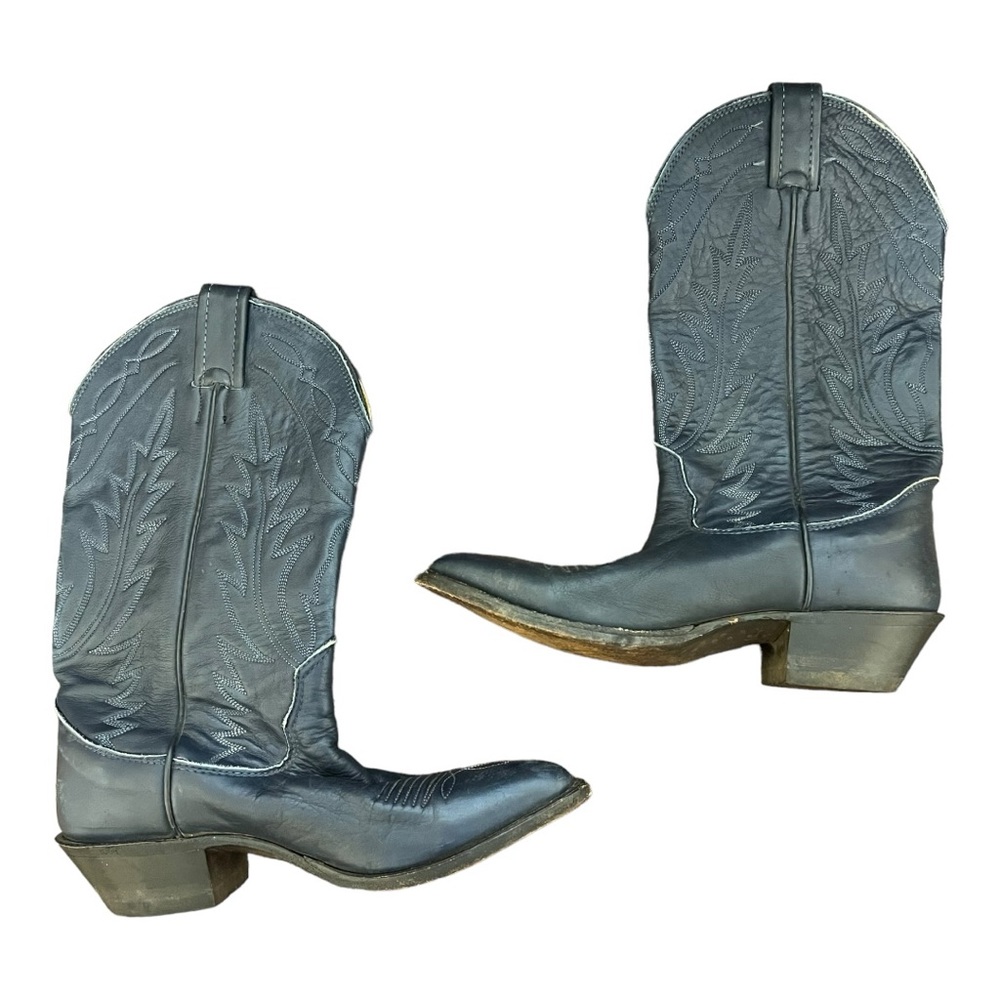 Nocona Women’s Size 5.5 Western Blue Leather Cowboy Boot Small 2 Inch Heel